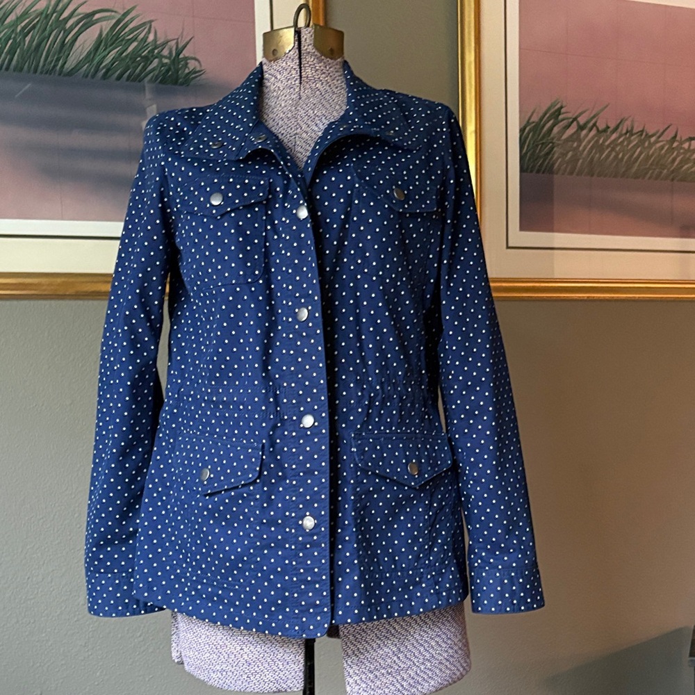 Talbots Navy Polka Dot Utility Jacket